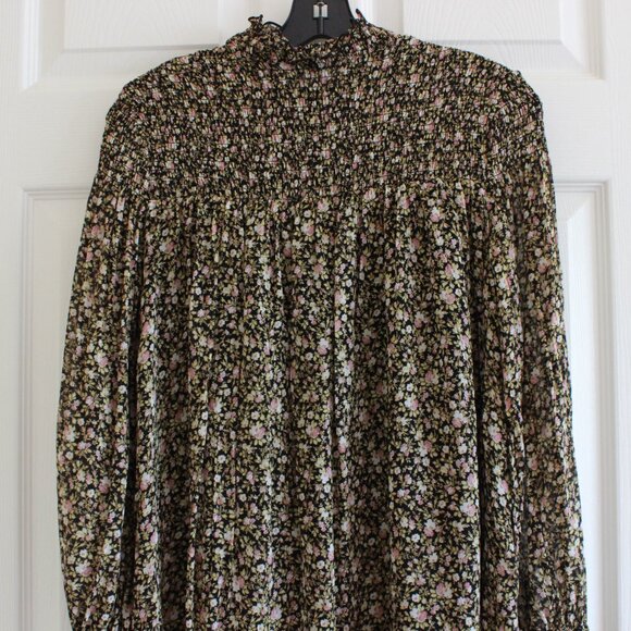 & Other Stories Sheer Smocked Mini Dress Floral Print - Picture 9 of 10